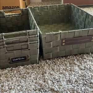 Bundle of army green baskets.